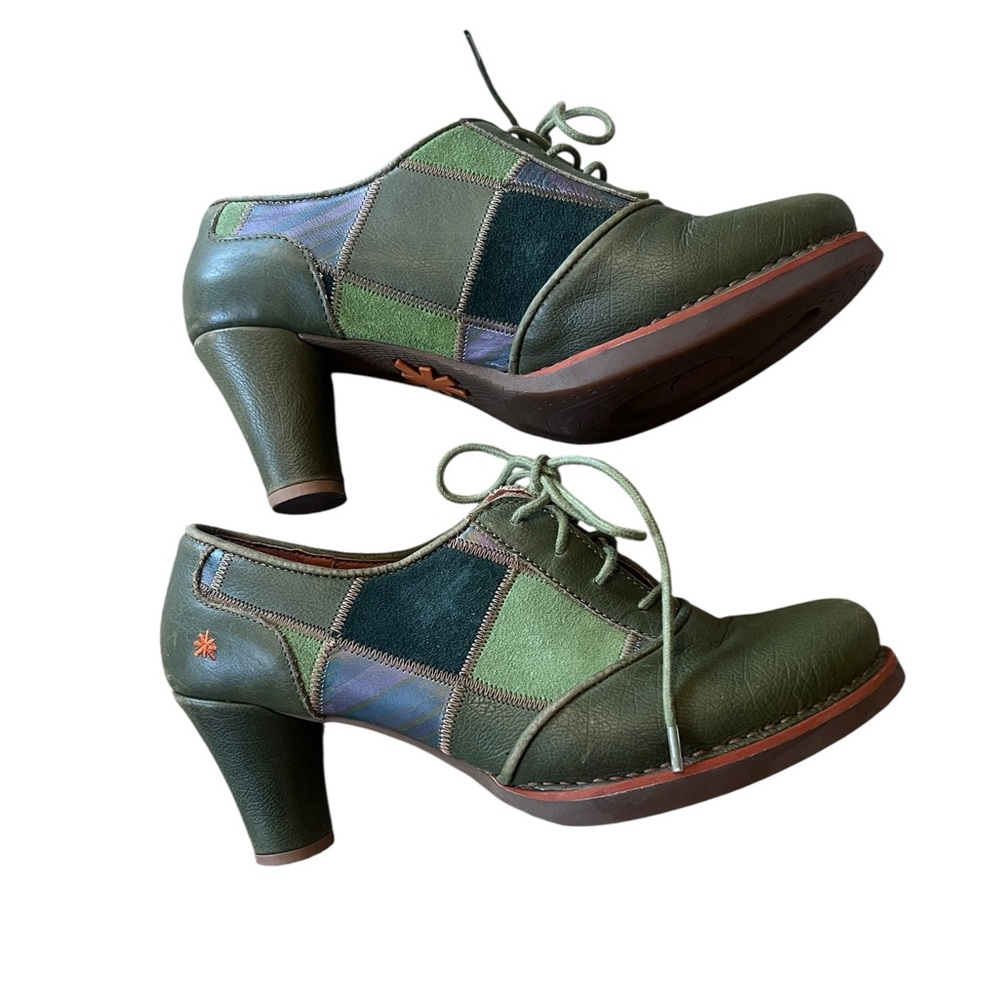 L'Artiste by Spring Step Green Patchwork Lace-Up … - image 1